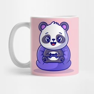 Cute Panda On Playing Game Cartoon Mug